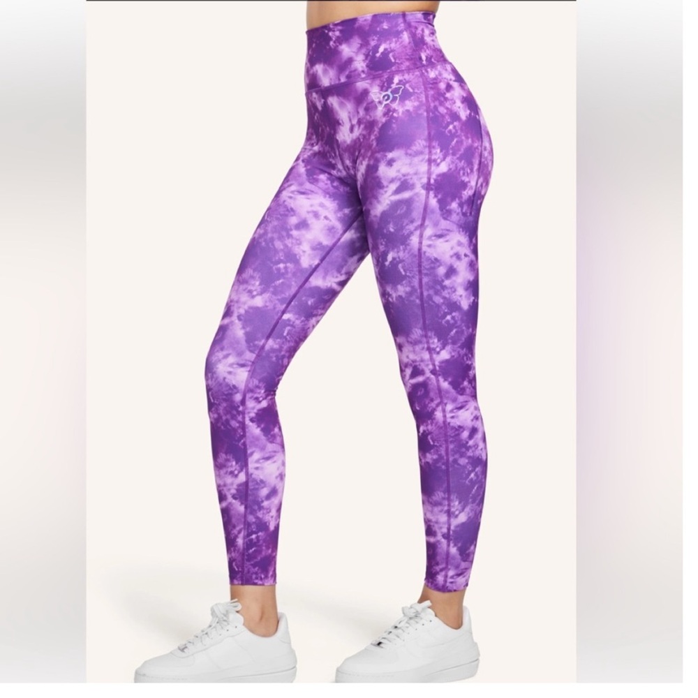 Peloton x Brittany Allen Tie Dye Pocket Leggings Women's M Purple Activewear - Picture 7 of 7